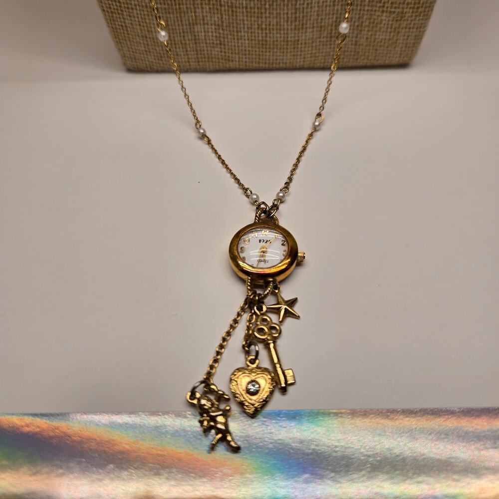 Vintage Signed 1928 Jewelry Co Watch Necklace - Victorian Revival - Picture 4 of 12